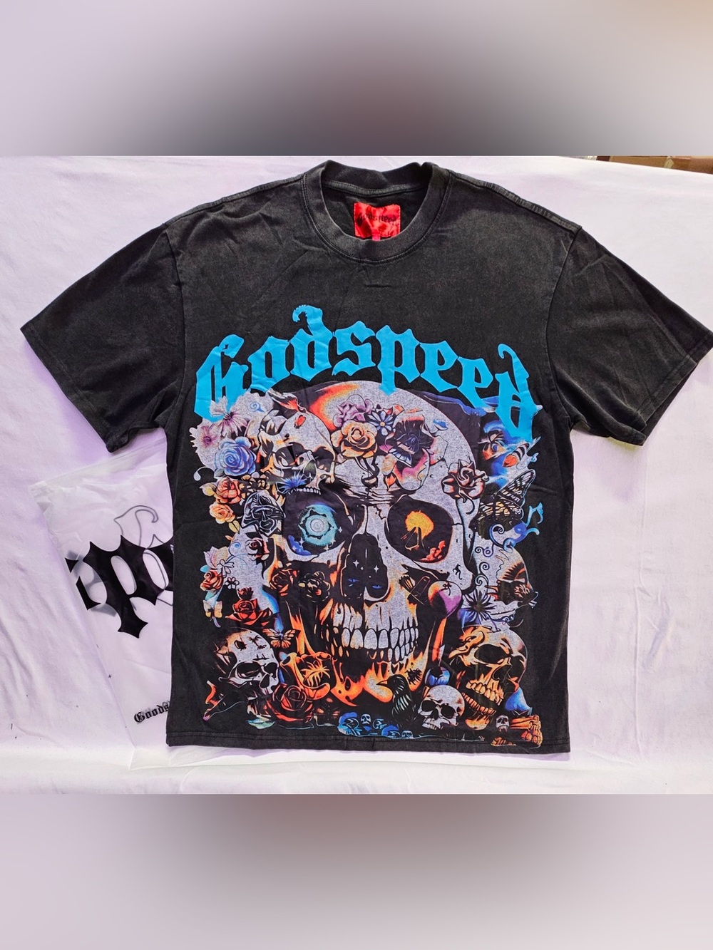 Godspeed Black Graphic Skull Tee - Bold Floral Skull Design